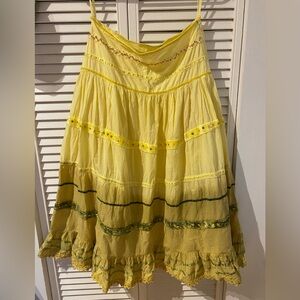 2000s Yellow and Green Cotton Skirt